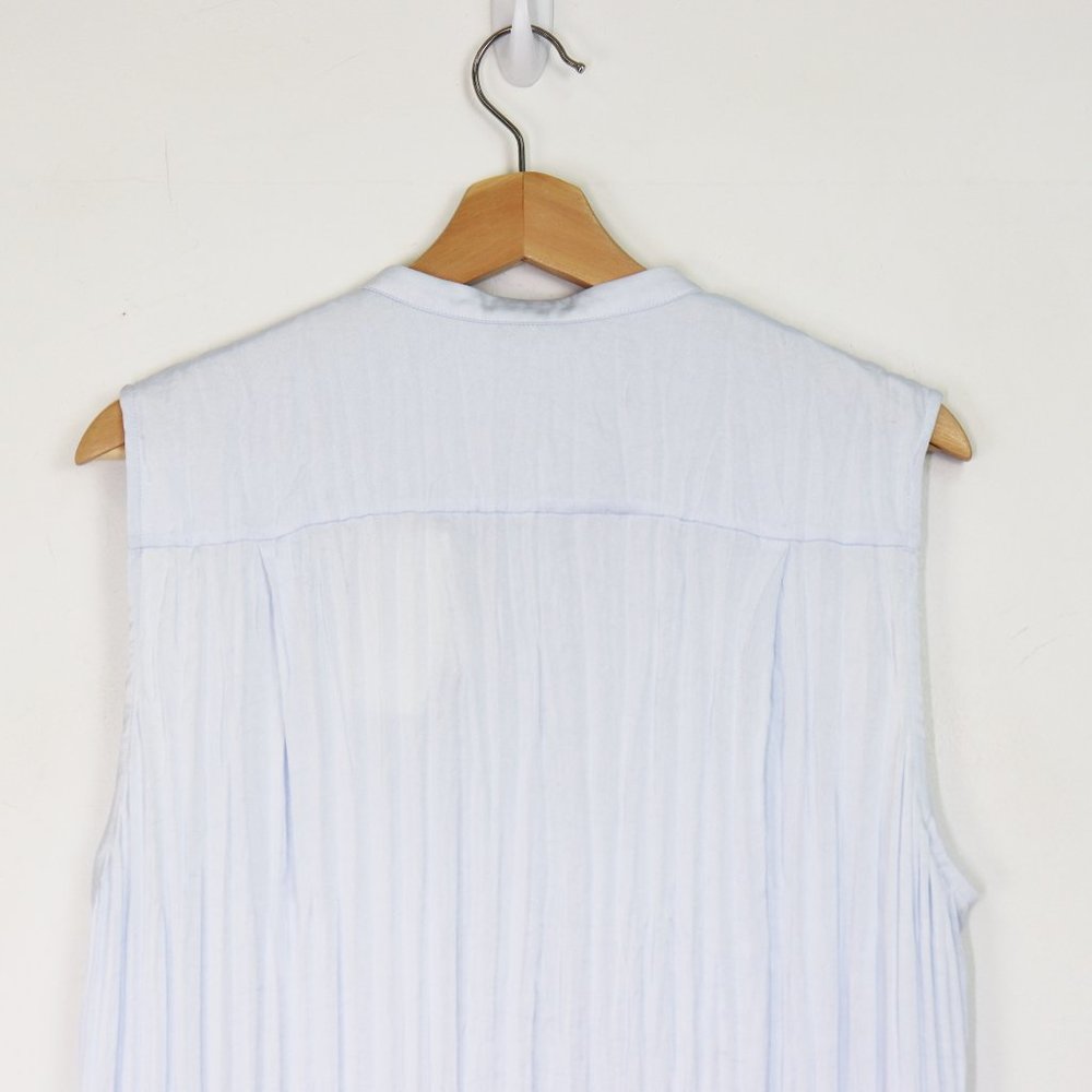 NWT Vince Sleeveless Crushed Satin Band Collar Blouse Powder Blue X Large XL - Picture 10 of 11
